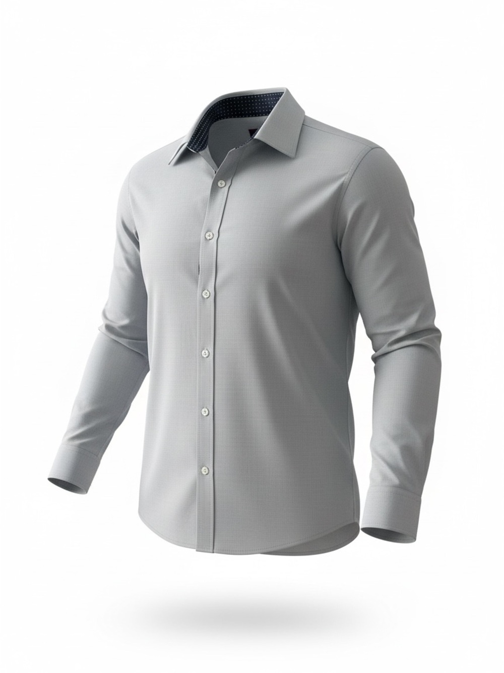 UNTUCKit Light Gray Dress Shirt with Navy Inner Trim
